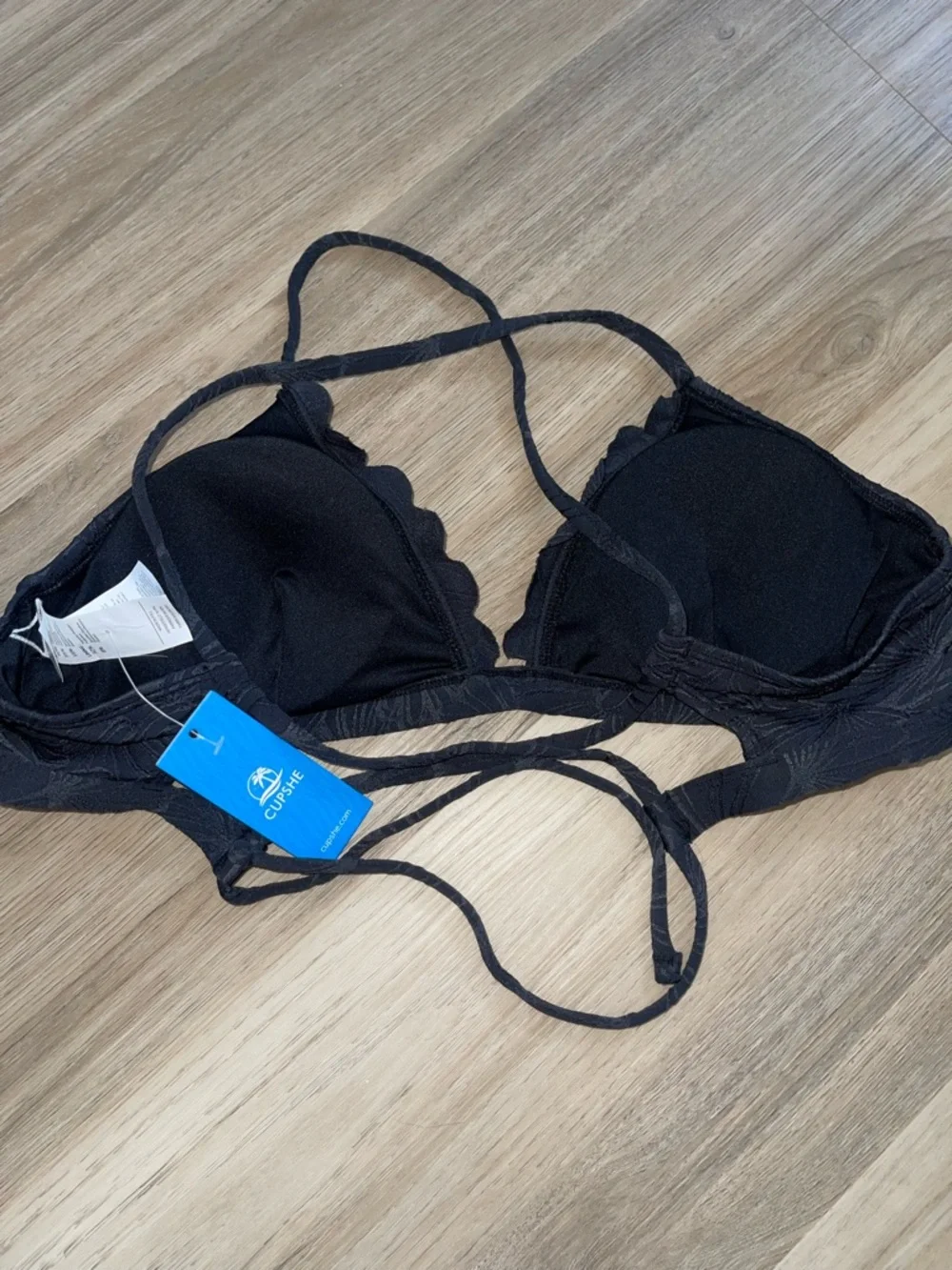 Cupshe Navy Floral Lace Triangle Bralette - Picture 6 of 7